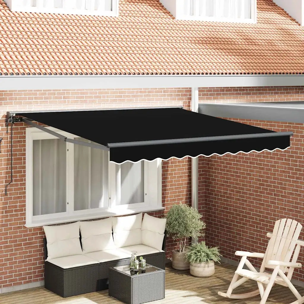 vidaXL Tenda Retrattile Nero 350x250 cm Tessuto