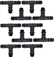 Set di connettori da 10 - Flessi T Ø 16 mm - Pareti divisorie - Sistema di irrigazione a gocce - Connettore a rib - Fondamentale per la coltivazione