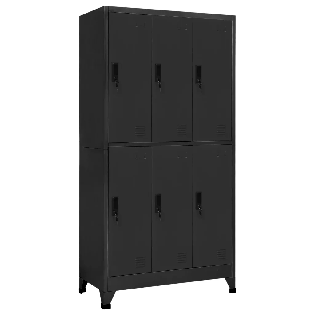 Armadietto moderno per aula scolastica 90 x 45 x 180 cm con ante chiudibili a chiave in acciaio antracite 02_0047012