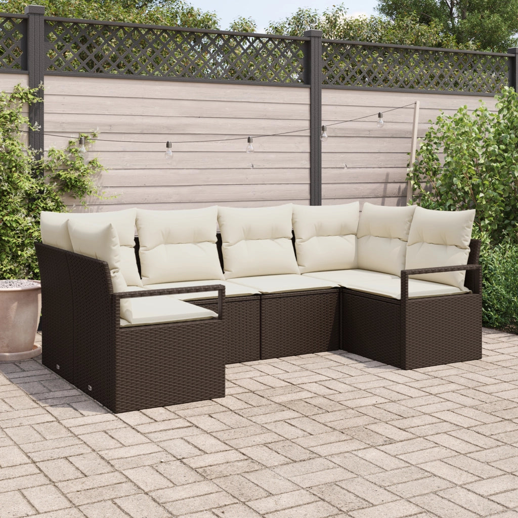 Set di divani da giardino  6 pezzi con cuscini in Rattan Poly marrone