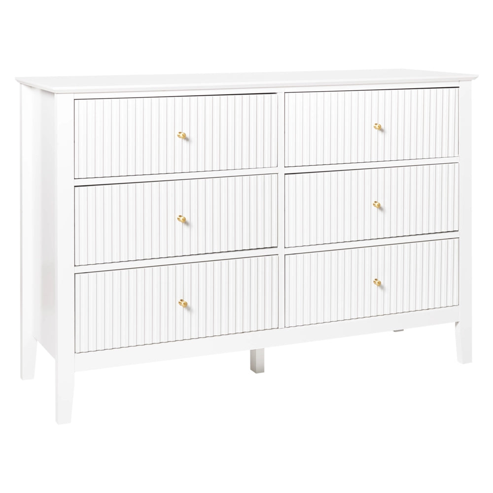 Cassettiera a 6 cassetti in MDF bianco con maniglie in oro Soggiorno elegante