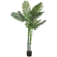 Pianta artificiale interna a palma, con vaso in plastica, altezza 180 cm, Verde