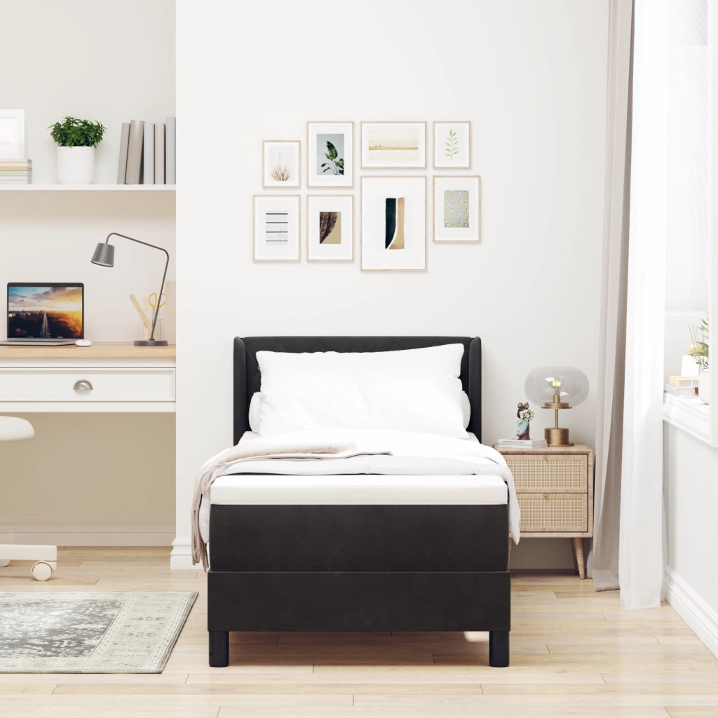 Letto a Molle con Materasso Nero 80x200 cm Velluto