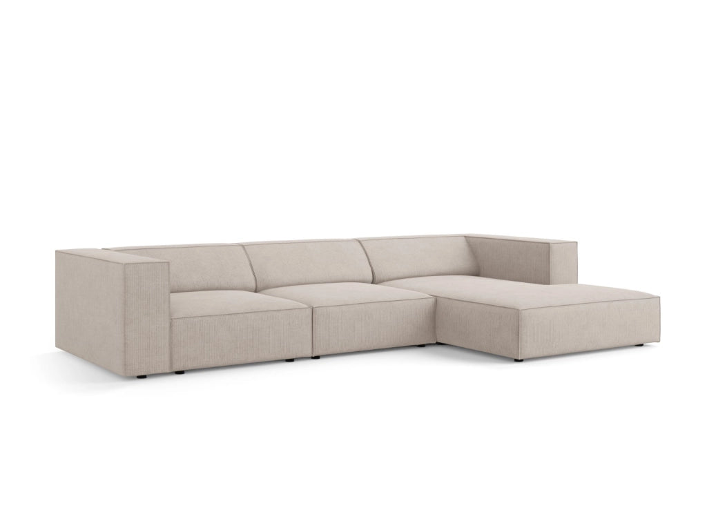 Cosmopolitan Design - Divano angolare destro "Arendal" 4 posti in ciniglia con effetto a coste beige scuro 