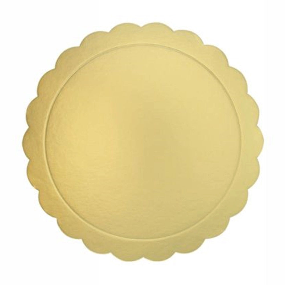 Trade Shop - Set 4 Pz Base Per Torta Rotonda Piatto Sottotorta Dorato 20 Cm Con Bordino 31159 -