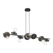 Lampadario 8 Luci Eos In Acciaio Nero Con Barra E Diffusori A Piatti