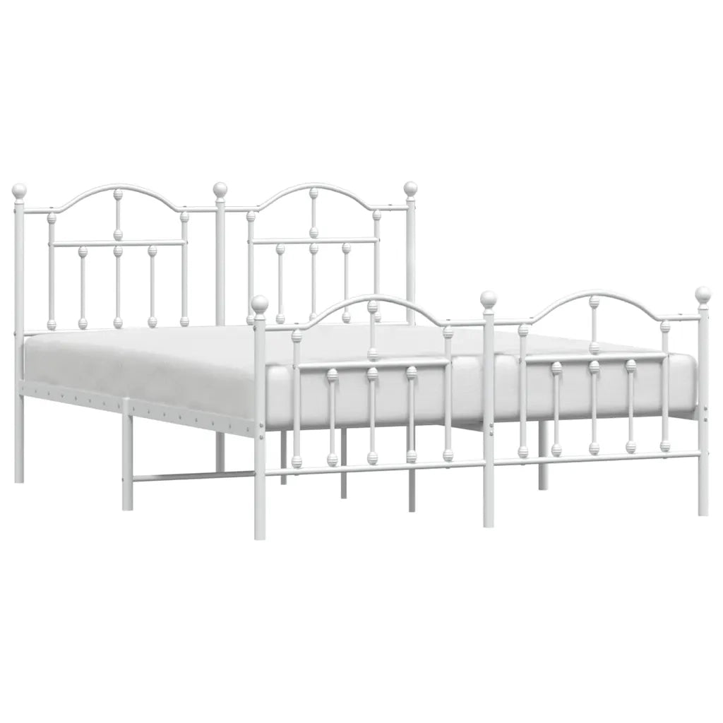 Giroletto con Testiera e Pediera Metallo Bianco 140x200 cm 353507
