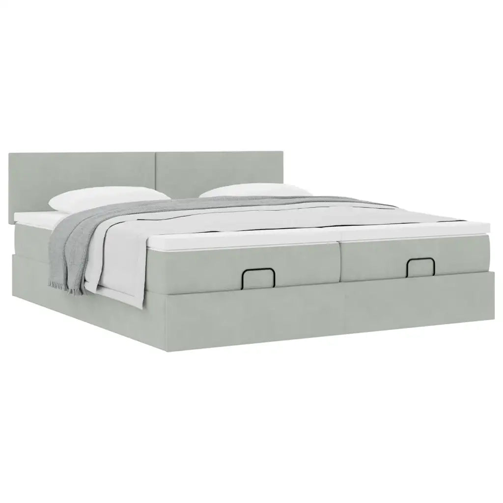 Struttura Letto Pouf con Materassi 200x200 cm Velluto 3312062