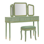 Toletta Camille Con Specchio E Sgabello Verde cm 120x37x79-104x2,5x56-44x34x48
