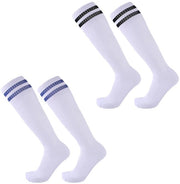Calze da Calcio per Bambini - Ademendenti - 2 Pair - Calze da Sport - Lunghe - Comfortevoli - Adatti per Attività Sportive