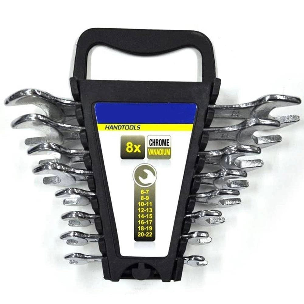 Trade Shop - Set Chiavi Inglesi Combinate 8pz 6-22mm In Acciaio Cromo Vanadio Con Astuccio -