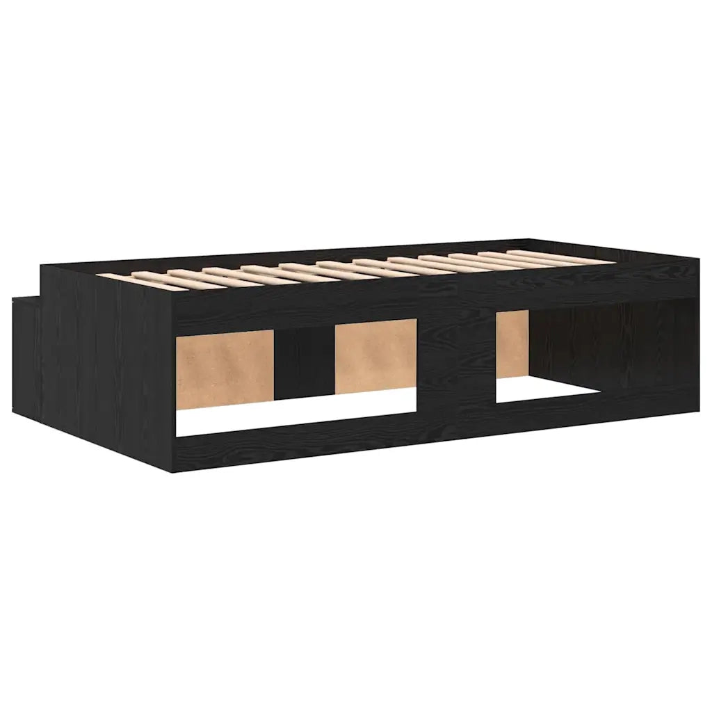 Struttura del letto con cassetto Rovere Nero 90 x 190 cm 3335206
