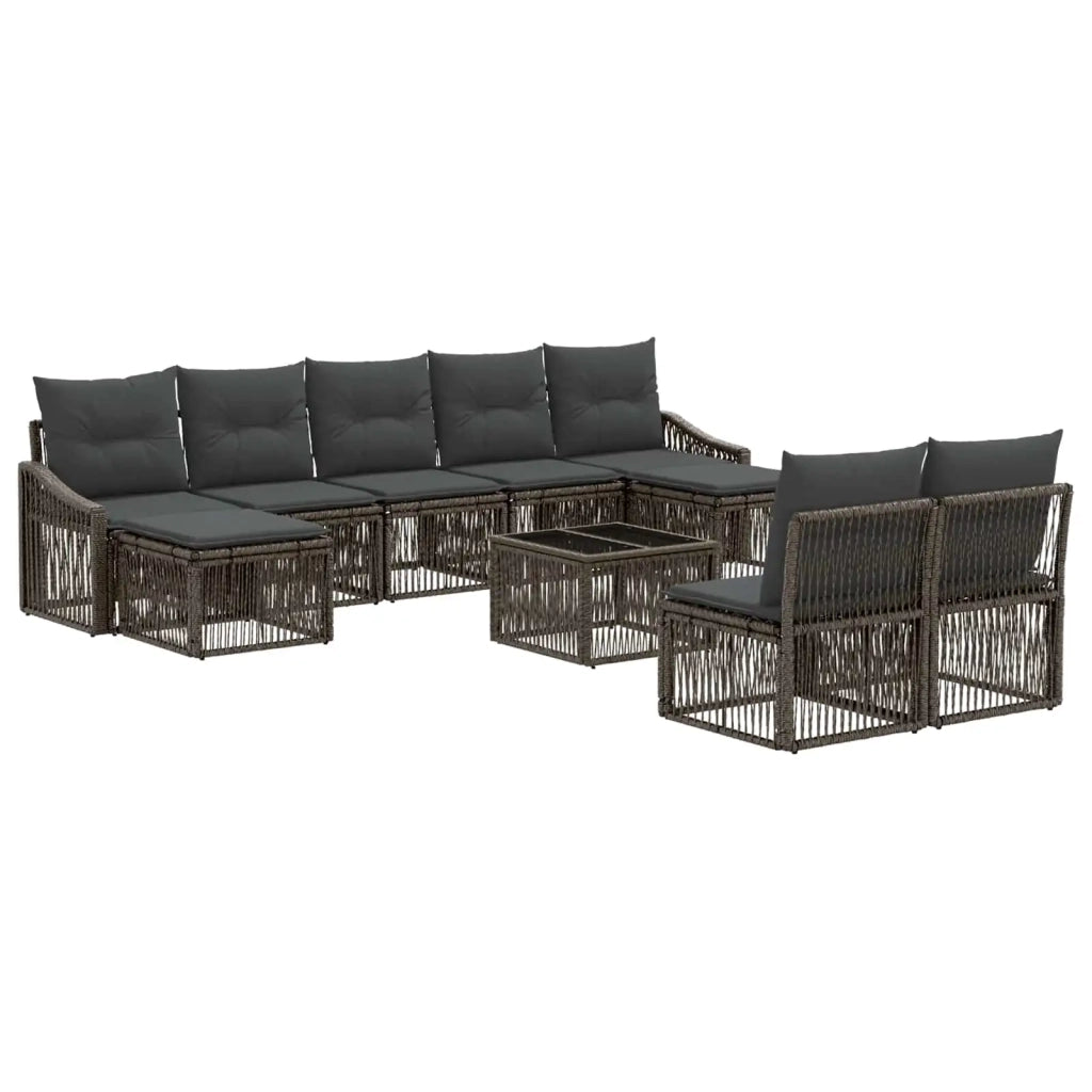 Set Divano da Giardino 10 pcs Grigio polyrattan