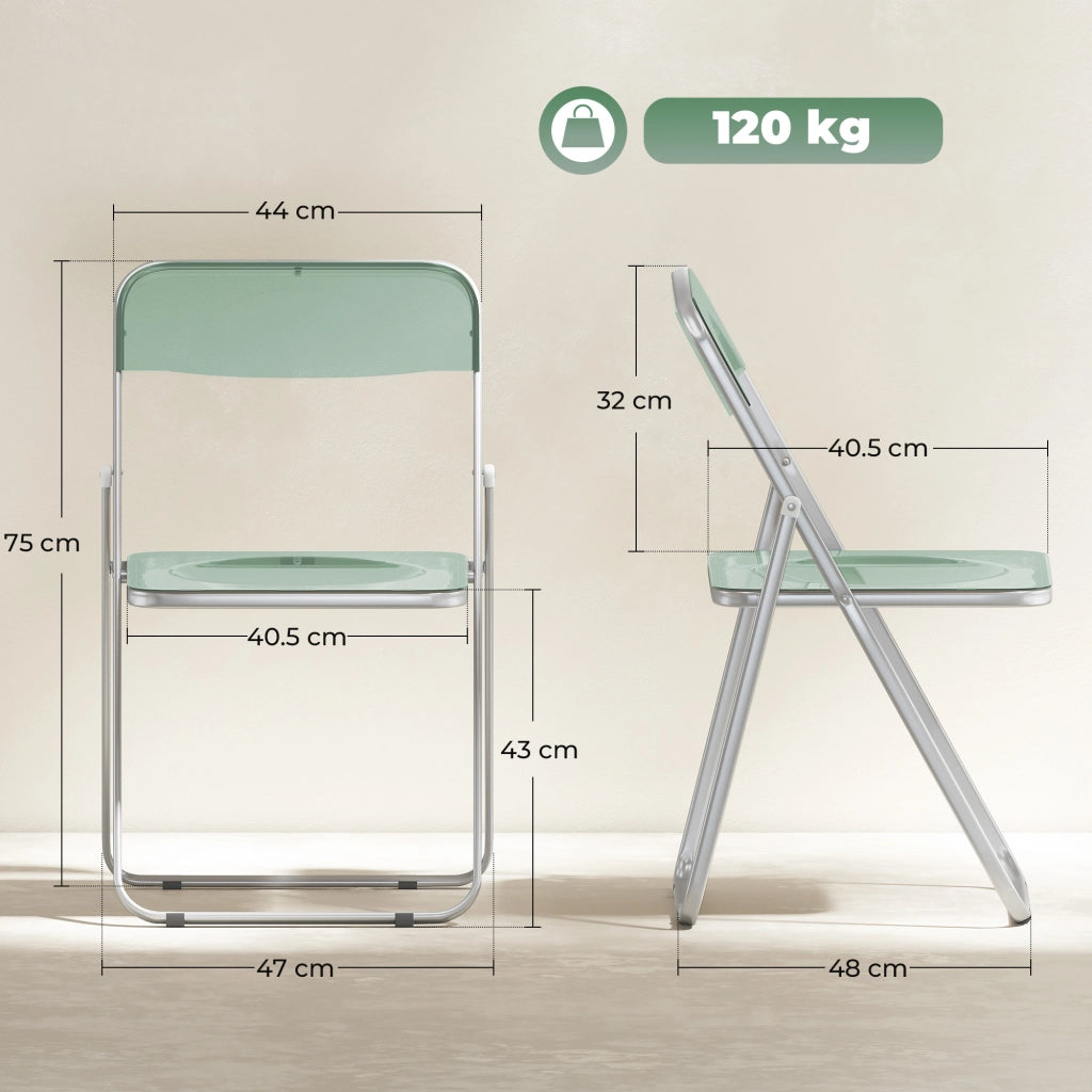 Set da 4 Sedie Pieghevoli in Acrilico Trasparenti ¨C zephmum ¨C Verde