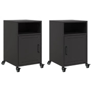 Set di 2 Comodini | Armadio da Notte | Mobiletto da notte Neri 36x39x59 cm in Acciaio