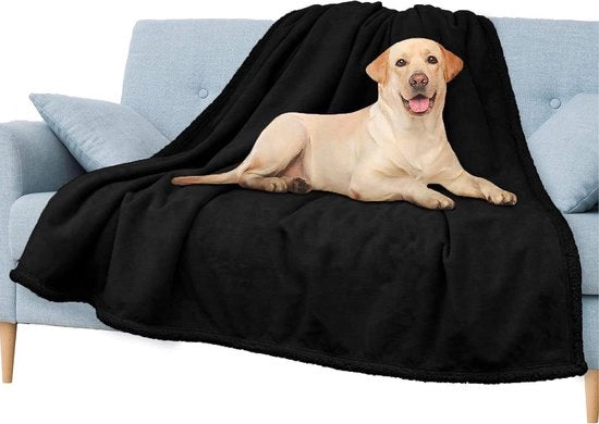 Asciugamano impermeabile per cani - coperta calda per cani - materiale super soffice a doppia faccia - nero - 71 x 100 cm