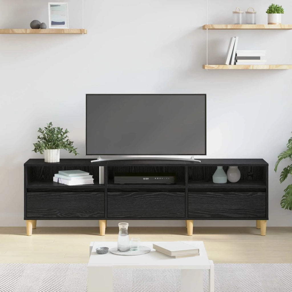 Mobile TV Rovere Nero 150 x 30 x 45 cm Legno multistrato 879482