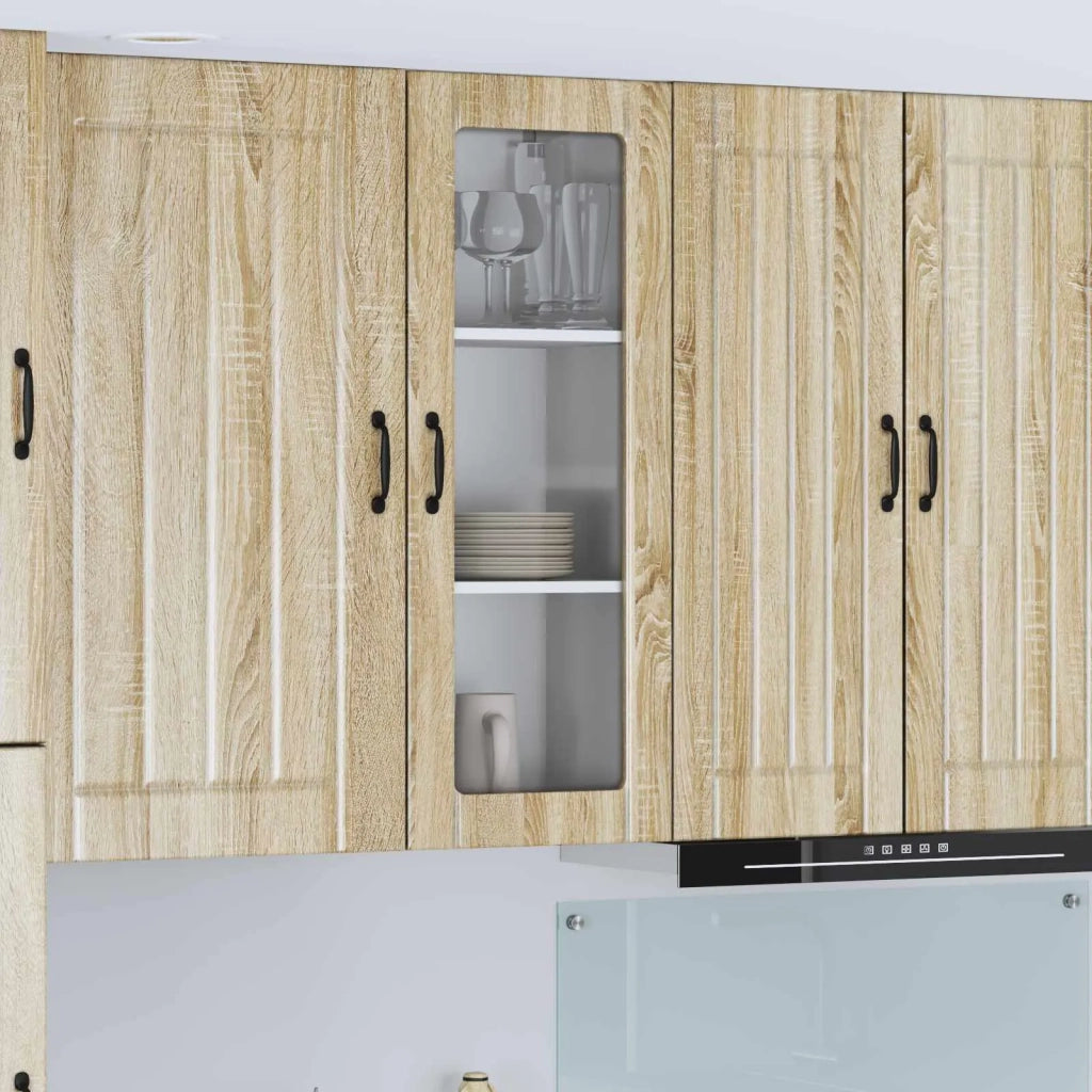 Pensile da cucina | Mobile in vetro da parete LUCCA Rovere Sonoma 40 x 31 x 100 cm