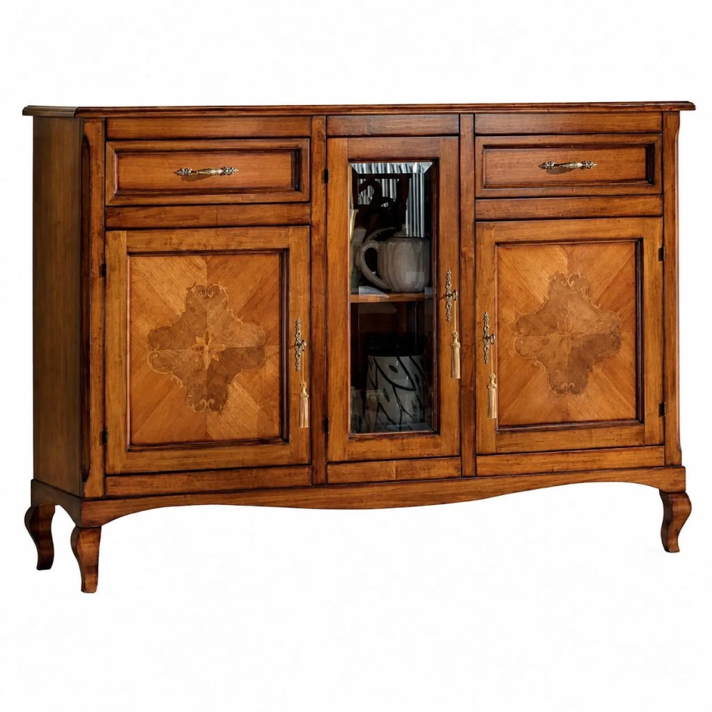 Credenza classica 3 porte 2 cassetti legno bassano 165x49x113 - Mobili 2G
