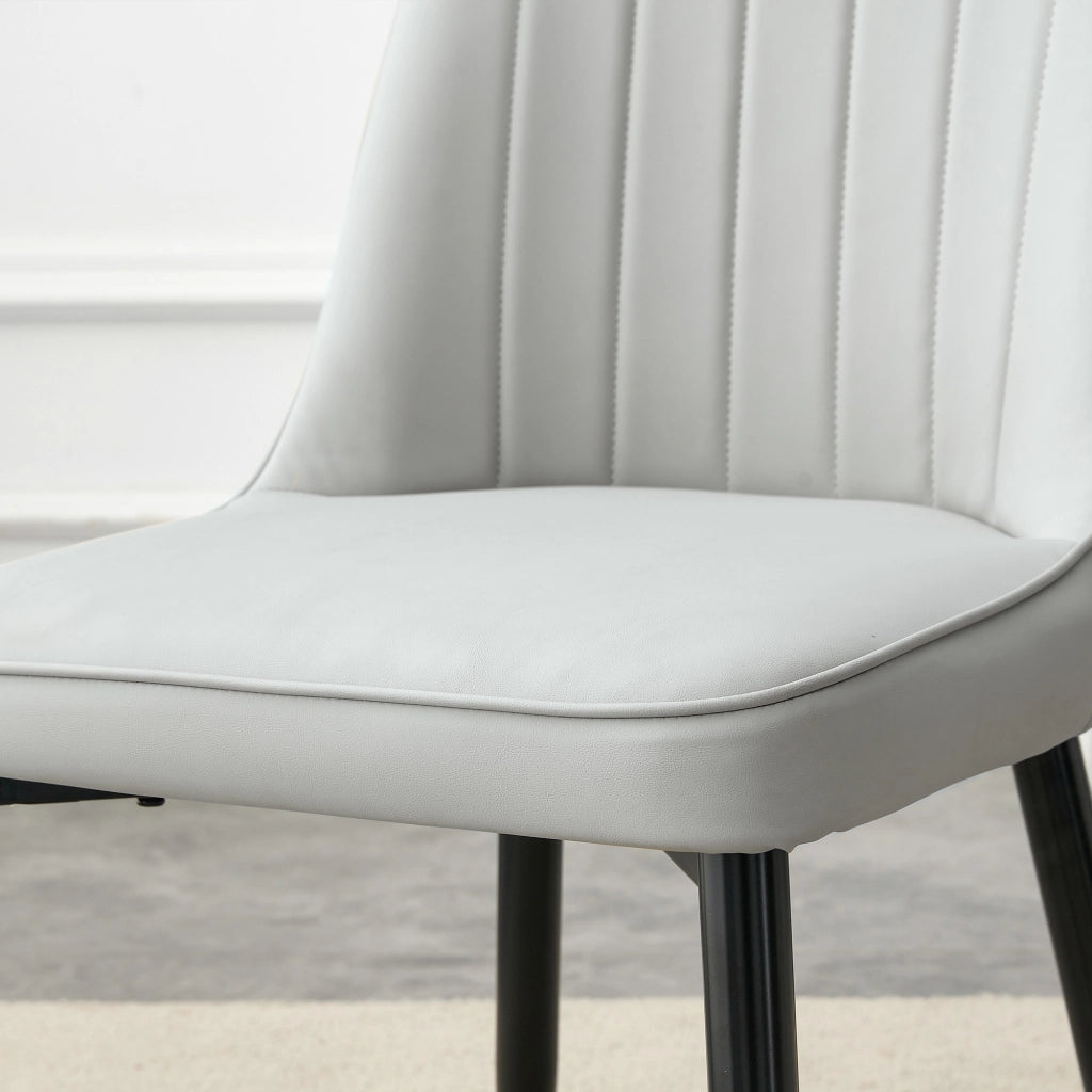 Sedia da pranzo con schienale ergonomico, seduta confortevole, gambe in metallo, PU, Grigio chiaro