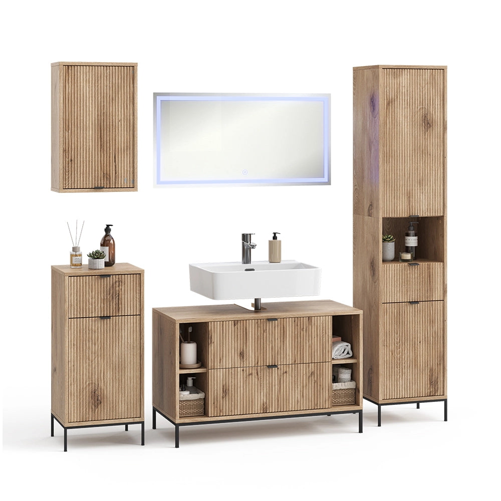Vicco Set di mobili da bagno Quercia vichinga 5 parti