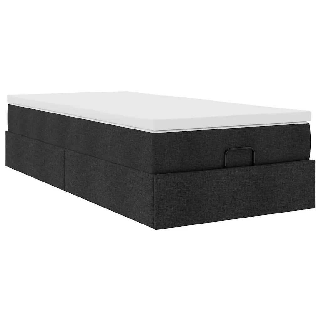 Struttura Letto Pouf con Materasso Nero 80x200 cm in Tessuto 3311066