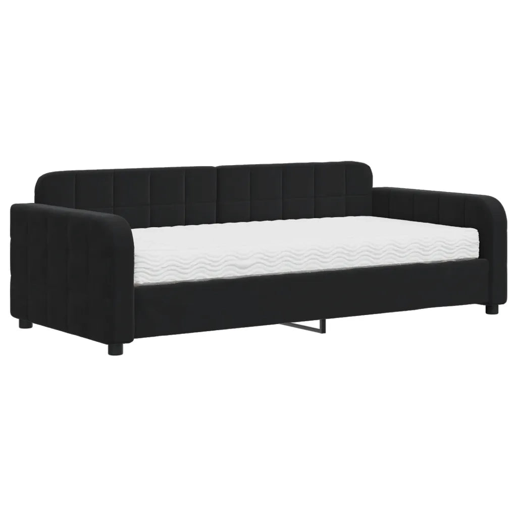 Divano Letto con Materasso-Sofa Letto-Daybed Nero 90x190 cm in Velluto 815577