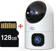 Telecamera Esterna 2 Vie Con Microfono - Telecamera per Animali Con Doppia Lente - Telecamera a WiFi Con App - Spazio per 128GB Micro-SD