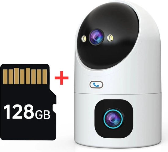 Telecamera Esterna 2 Vie Con Microfono - Telecamera per Animali Con Doppia Lente - Telecamera a WiFi Con App - Spazio per 128GB Micro-SD