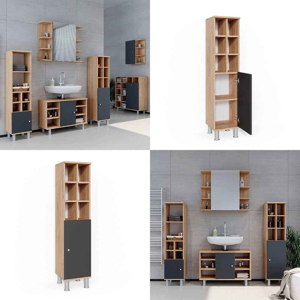 Mobiletto bagno Fynn Antracite 30 x 130.6 cm porta grande Vicco
