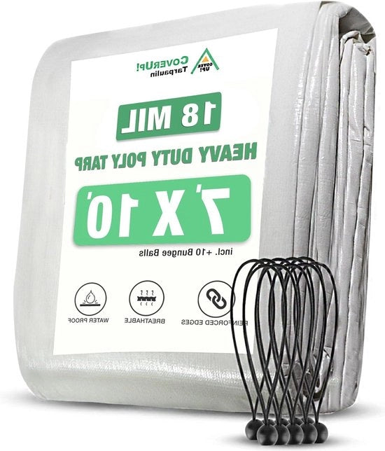 Telaio di copertura in tessuto 2 x 3 m 10 spannatori di copertura - occhielli di copertura impermeabile resistente alle fessure e alle gocce d'acqua 200 g/m2 - bianco