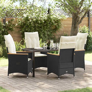 Set da Pranzo per Giardino con cuscino 5 pcs Nero polyrattan