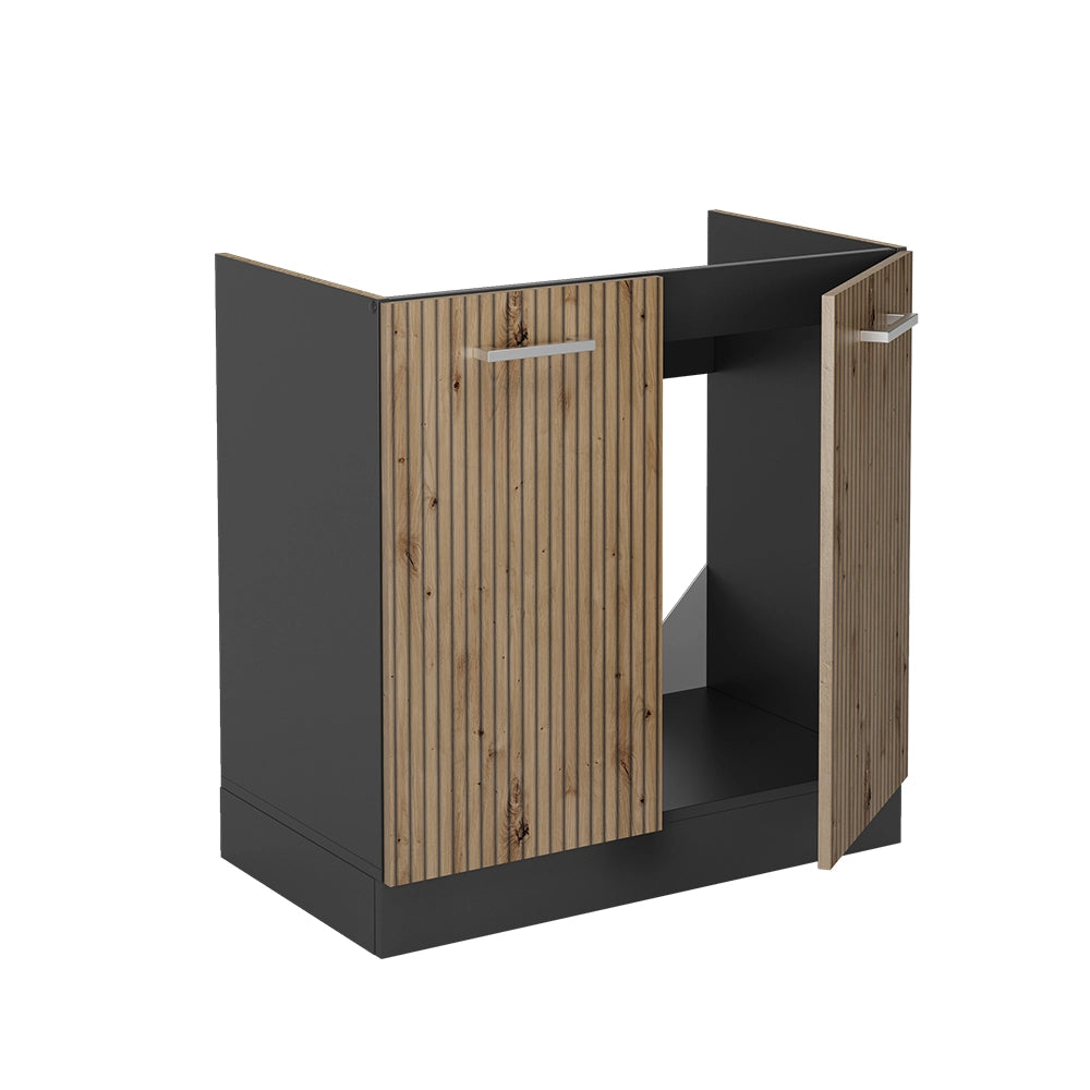 Vicco Mobile lavello cucina Rovere artigianale 80 cm , PL Marmo