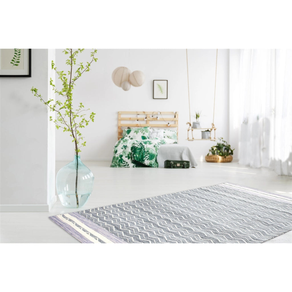 Tappeto Mirage in lana e viscosa viola e grigio 160x230 cm