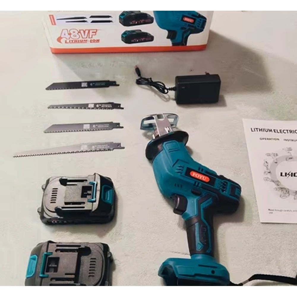 Trade Shop - Seghetto Sega A Gattuccio Elettrica Con Lame Intercambiabili 2 Batterie 48v Litio 2800spm -