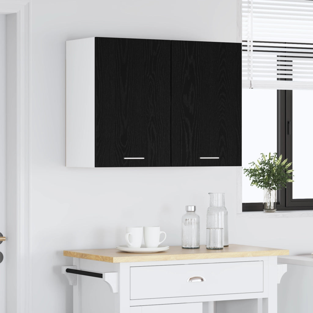 Cabinet Appeso in Rovere Nero - 80x31x60 cm - Realizzato in Legno Ingegnerizzato