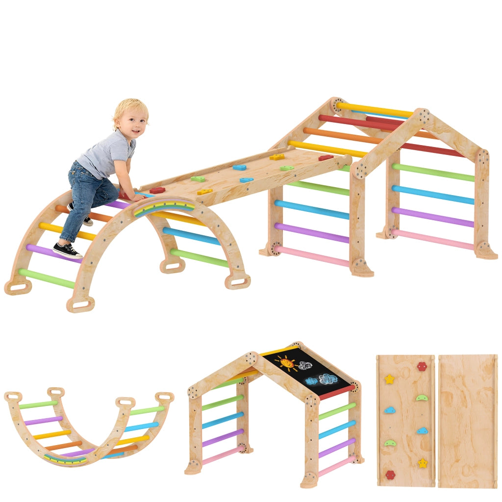 Triangolo di arrampicata con scivolo reversibile e altalena ¨C Xylo ¨C Struttura multicolore per bambini