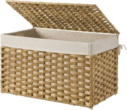 Scatola di stoccaggio e cassetta per il bucato da 65 L con coperchio e maniglie - cassettone decorativo per camera da letto e cucina - RST56NL con sacchetto in cotone