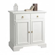 Credenza 2 ante 2 cassetti arte povera legno massello bianco 90x40x94 - Mobili 2G