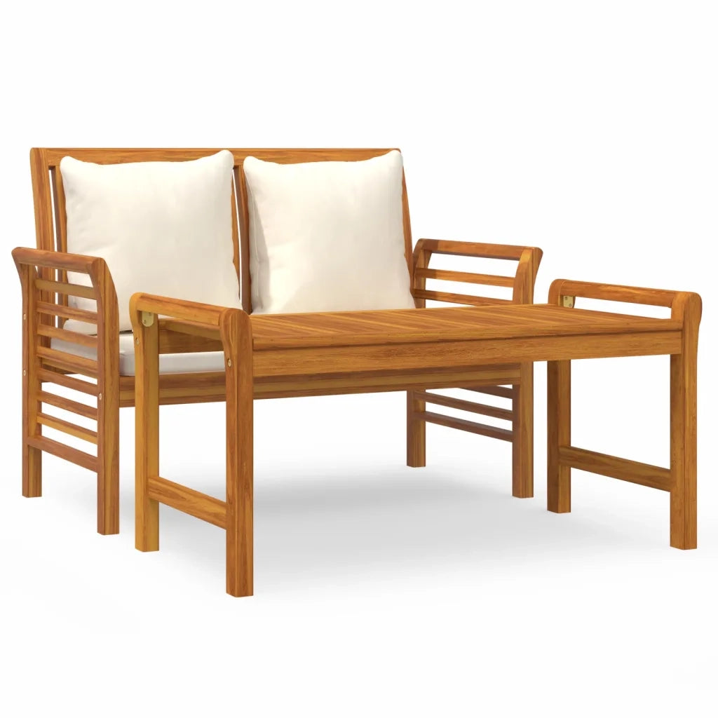 Set Divani Giardino 2 pz Cuscini Bianco Crema in Legno Massello cod mxl 37769
