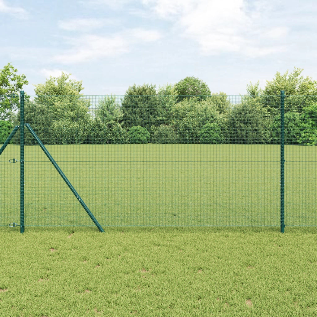 Recinzione in Rete Saldata con 13 Post Verde 1.2x50 m Acciaio