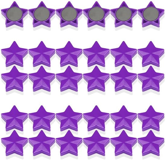 Magneetti per lavagne, 30 magneetti per frigoriferi, minimagneetti, piccoli magneetti per lavagna bianca, forte aderenza, magneetti per lavagna, per lavagne, per lavamobili, per cucine (stelle, viola)