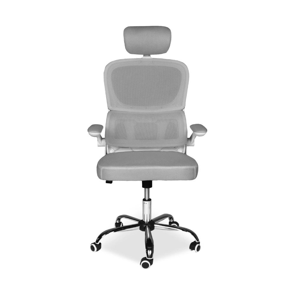 Poltrona ufficio ergonomica con ruote Vibes in rete grigio con base cromata