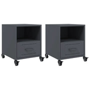 Set di 2 Comodini | Armadio da Notte | Mobiletto da notte Antracite 36x39x43,5 cm in Acciaio