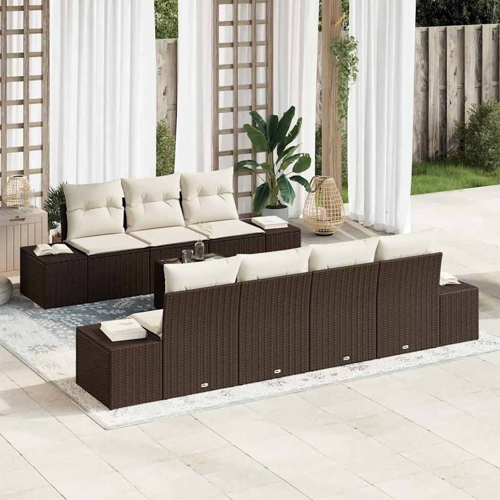 Set Divano da Giardino con cuscino 8 pcs Marrone polyrattan 3346968