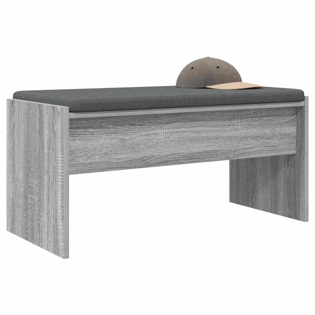 Panca per ingresso con cuscino-Sgabello-Panca da Corridoio Grigio Sonoma 83 x 38 x 40 cm
