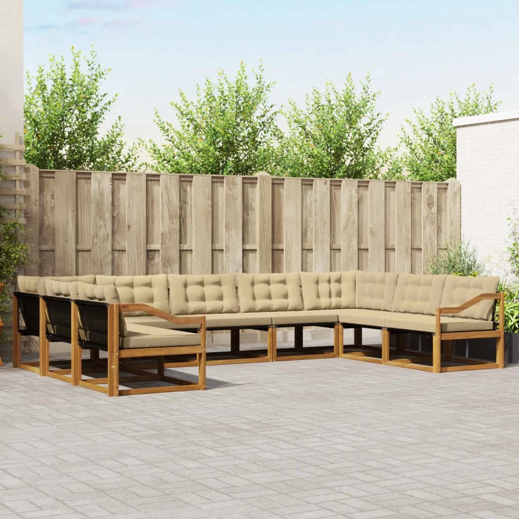 Set di divani da esterno con cuscino 9 pcs Naturale e Beige