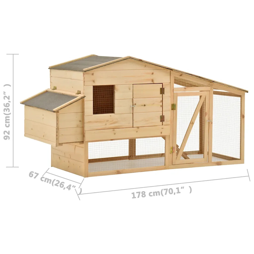 Pollaio in Legno Massello di Pino 178x67x92 cm 170915