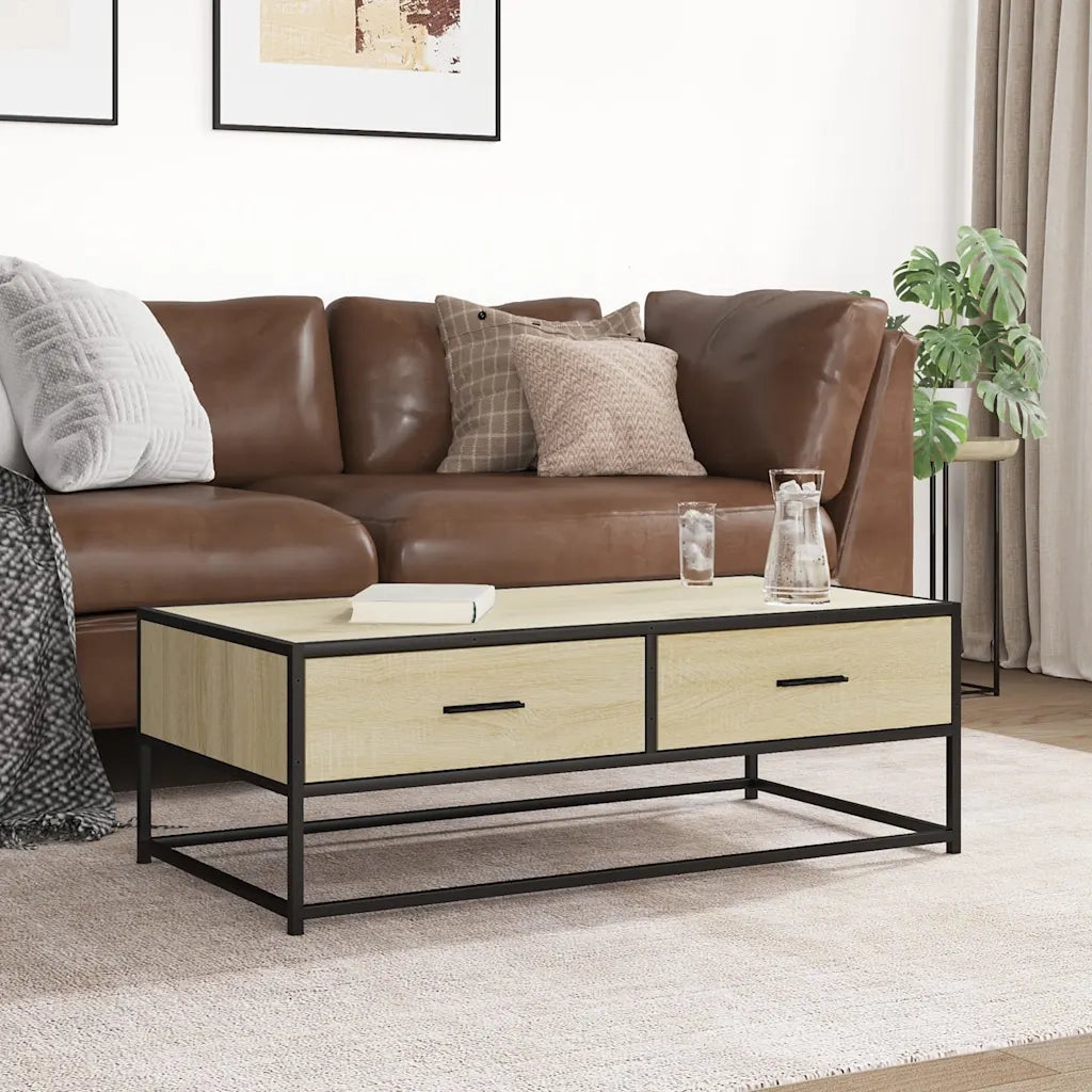 vidaXL Tavolino Salotto Rovere Sonoma 100x50x35 cm Multistrato Metallo