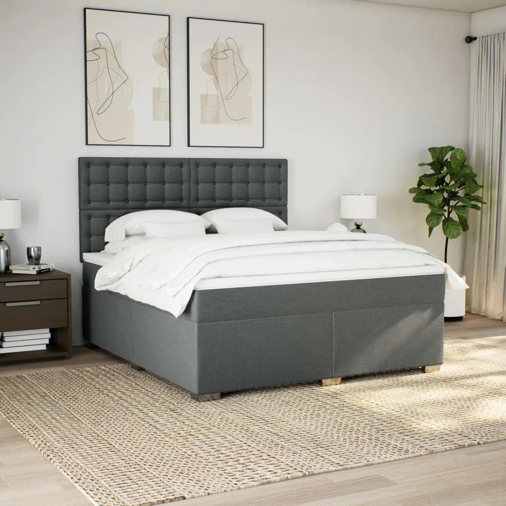 Giroletto a Molle con Materasso Grigio Scuro 180x200 cm Tessuto